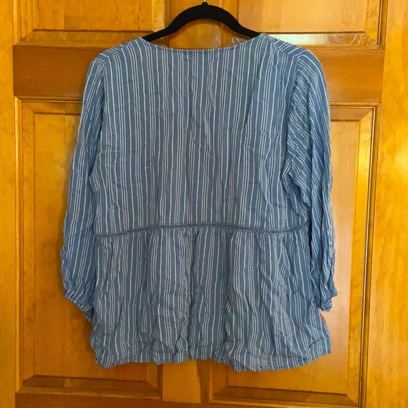 Steel Blue and White Striped Blouse by Fever - Picture 2 of 3